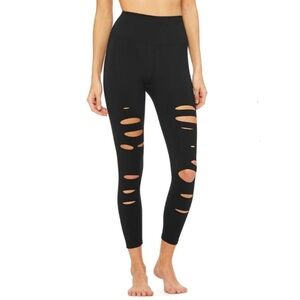 Burgundy Laser Cut Distressed Leggings Wine Red
